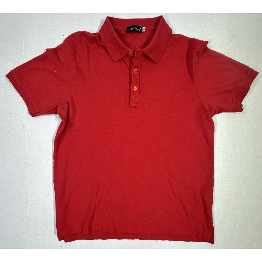 Jared Lang Red Stretch Polo Shirt Men's Large Slim Fit Cotton Elastane